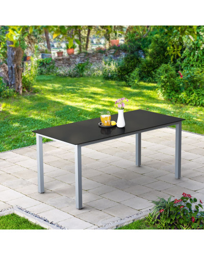 Gartentisch Bern Aluminium 190x90cm Glasplatte